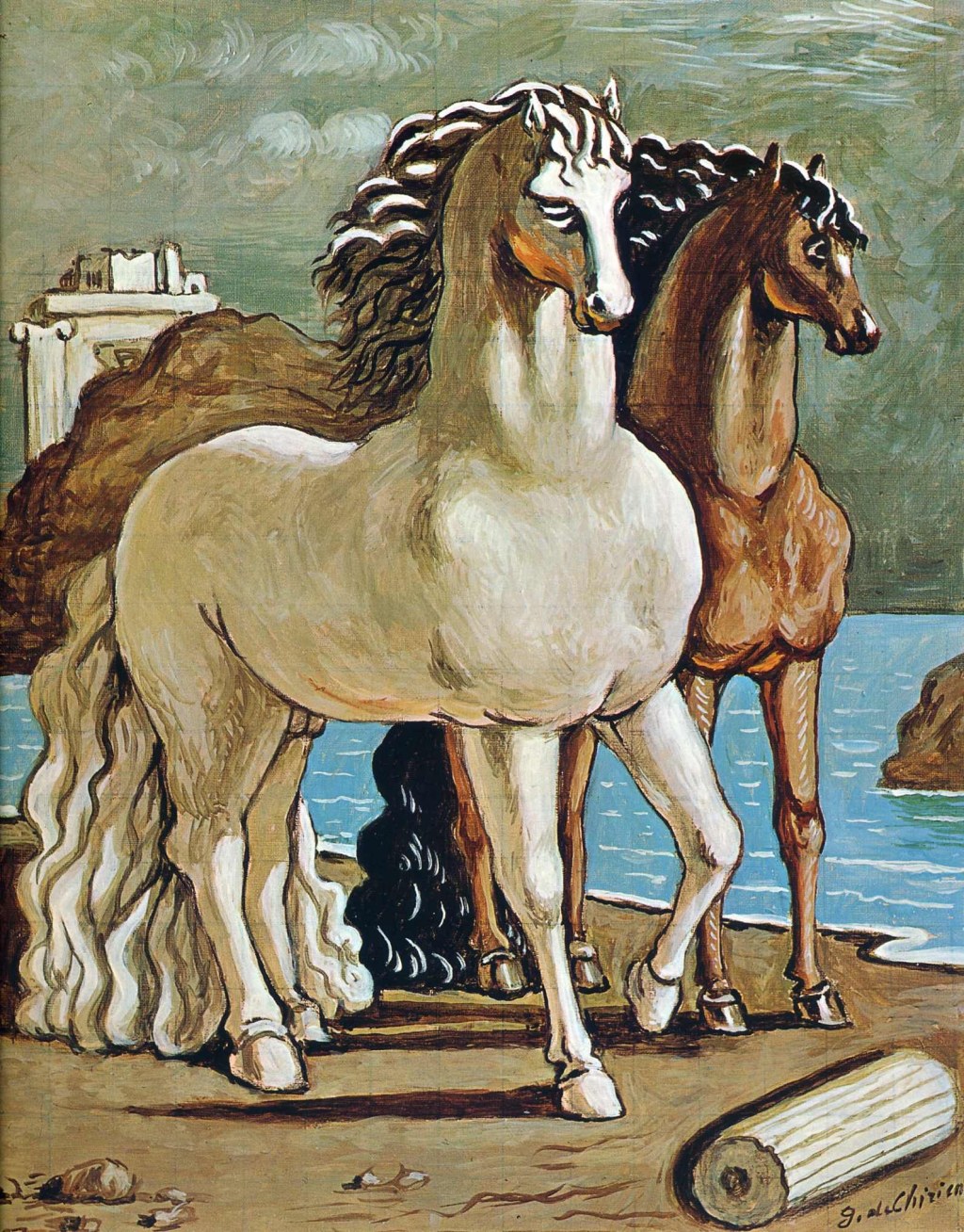 Picture of: Two Horses by a Lake, c. – Giorgio de Chirico – WikiArt